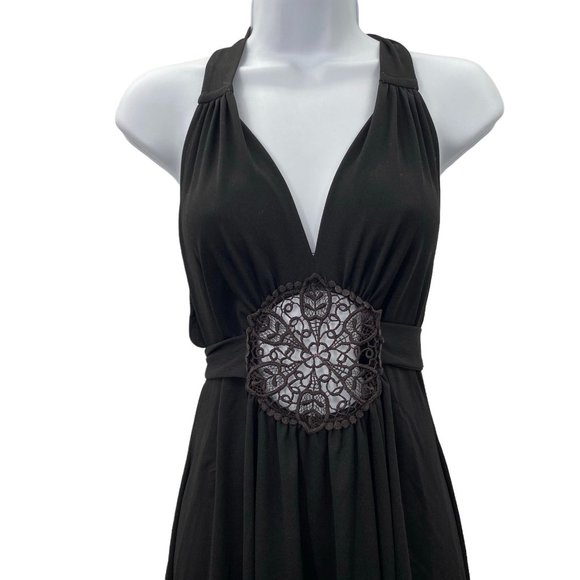 HALTER EVENING DRESS BLACK WOMENS SIZE 12 - Picture 2 of 6